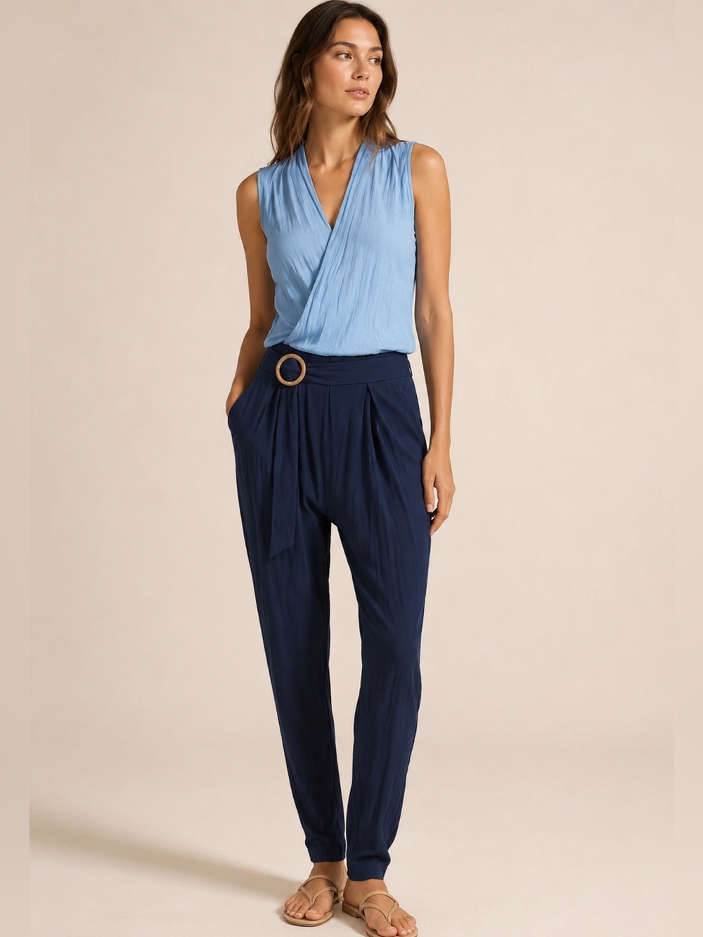 LES LUNES Paris Belt Jumpsuit Women’s Small/Medium Blur Colorblock 9649